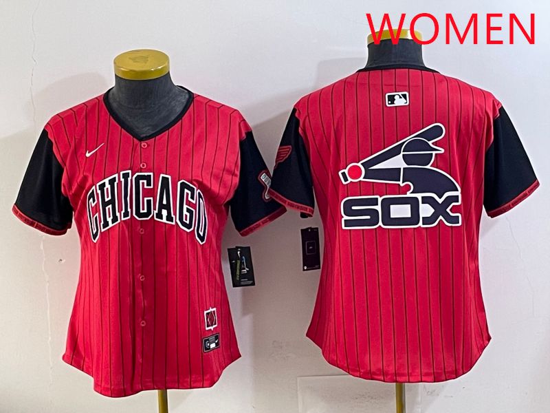Women Chicago White Sox Blank Red Stripe Joint Name Nike 2025 MLB Jersey style 8->women mlb jersey->Women Jersey